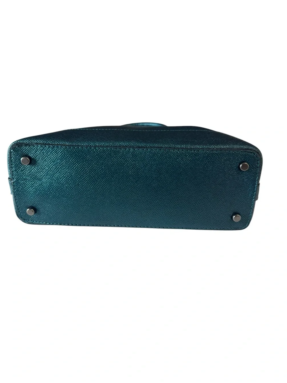 Coach Sierra Saffiano Y2K Leather Satchel Metallic Teal Blue 2017 Statement